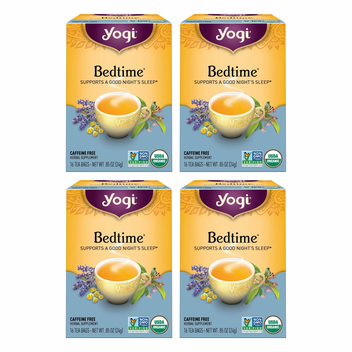 Yogi Bedtime caja frontal mostrando diseño y cantidad, aspecto tranquilizador