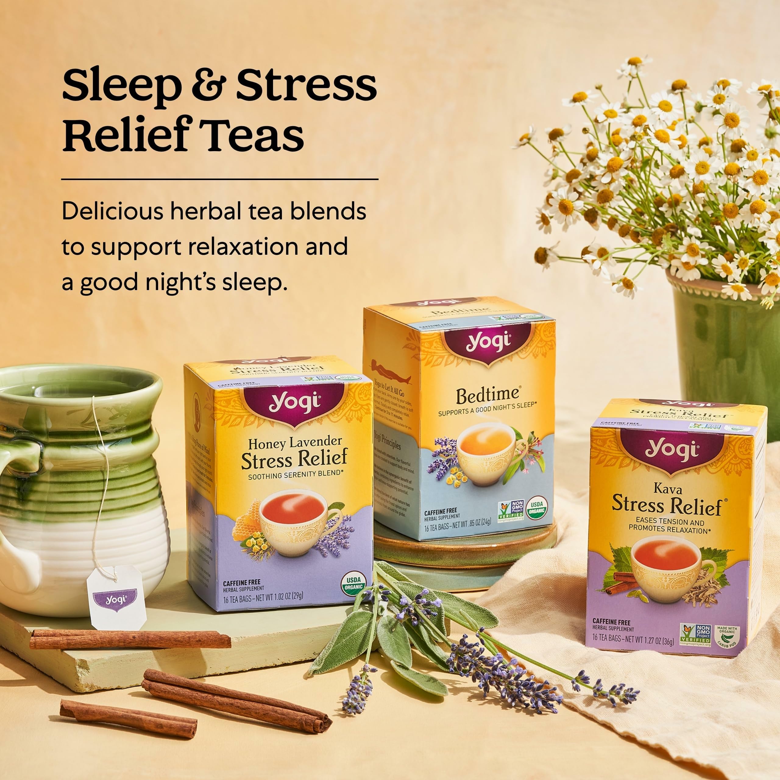 Yogi comparación de tamaño junto a una taza para mostrar escala práctica del producto