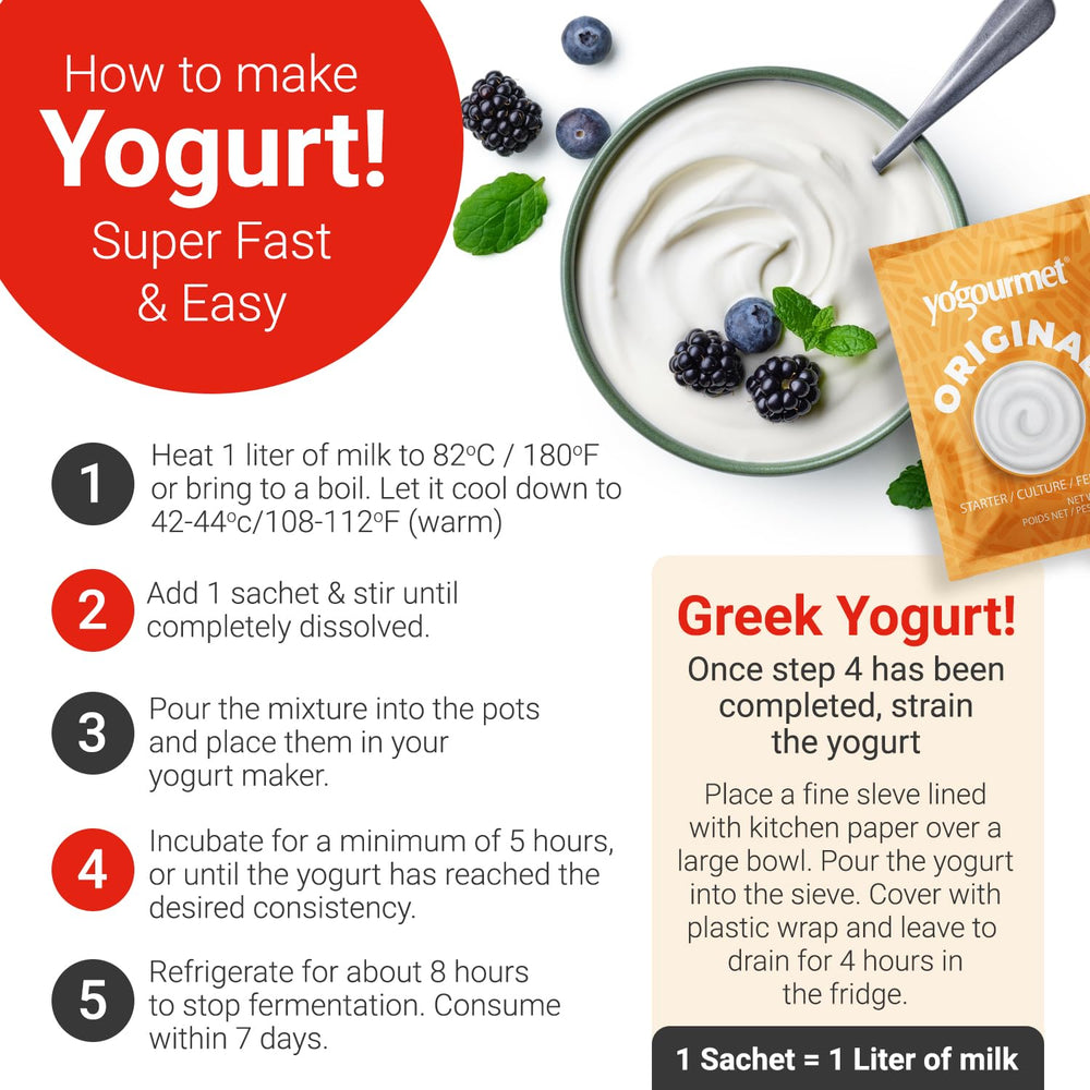 Yogourmet proceso de fermentación en frasco doméstico usa utensilios comunes