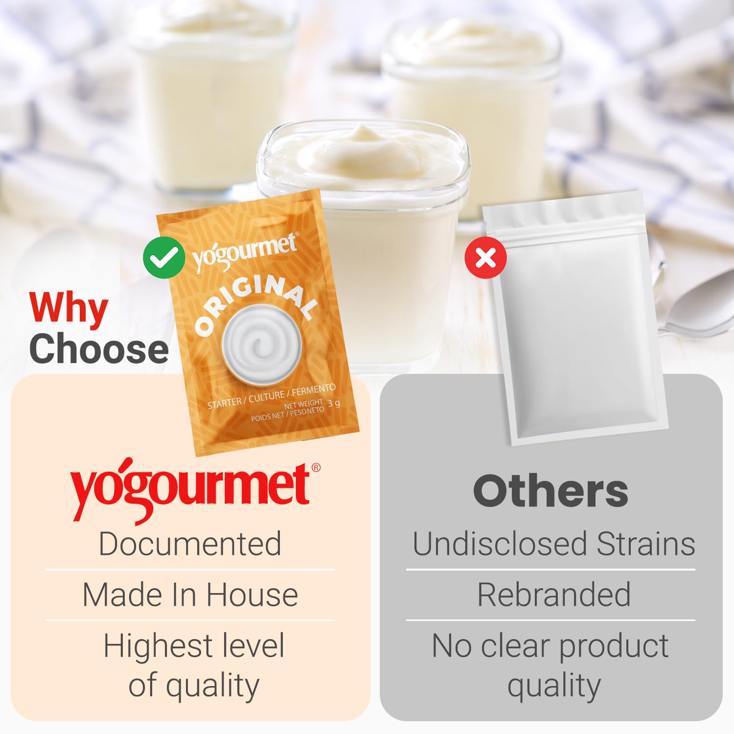 Yogourmet yogur casero cremoso en cuchara mostrando textura y consistencia