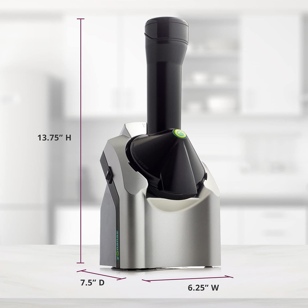 Yonanas en uso en cocina con bowl de postre, Yonanas sirve rápido