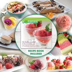 Yonanas tolva y empujador en detalle, Yonanas facilita insertar fruta