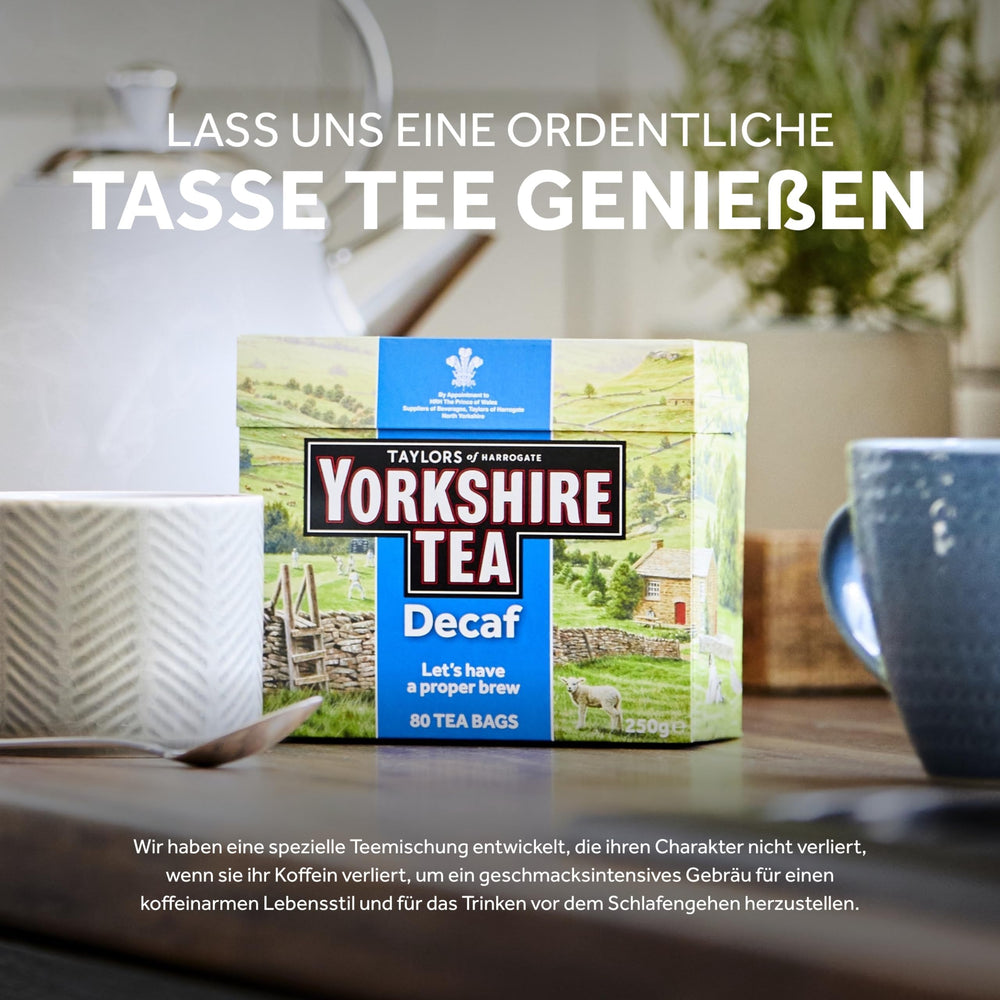 Yorkshire Tea caja abierta con bolsitas individuales listas para usar