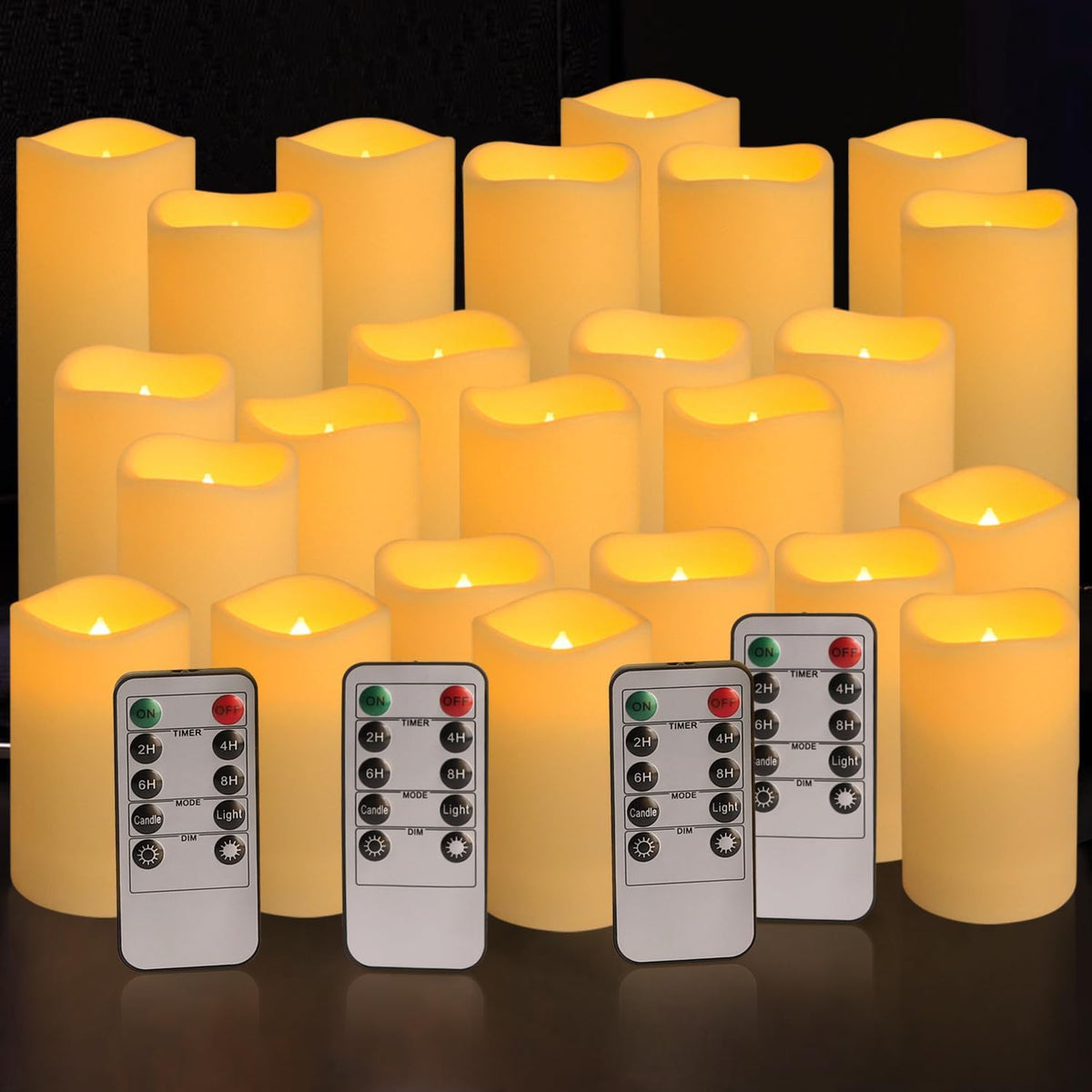 YOROXRG paquete frontal con 24 velas LED, muestra cantidad y presentación