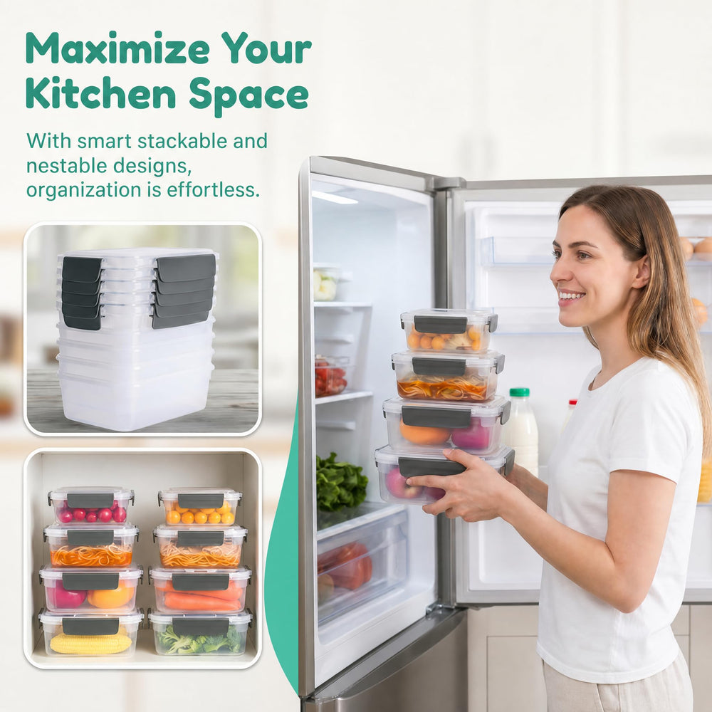 YORY varios contenedores apilados optimizando espacio en cocina