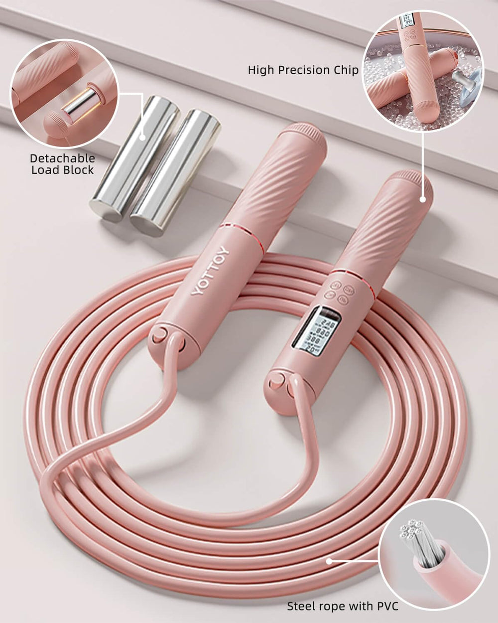 YOTTOY cuerda ajustable con funda PVC para mayor durabilidad