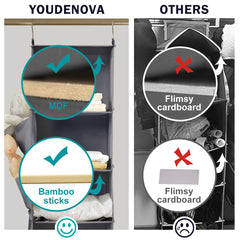 YOUDENOVA inserciones de bambú en repisa brindando estabilidad y firmeza