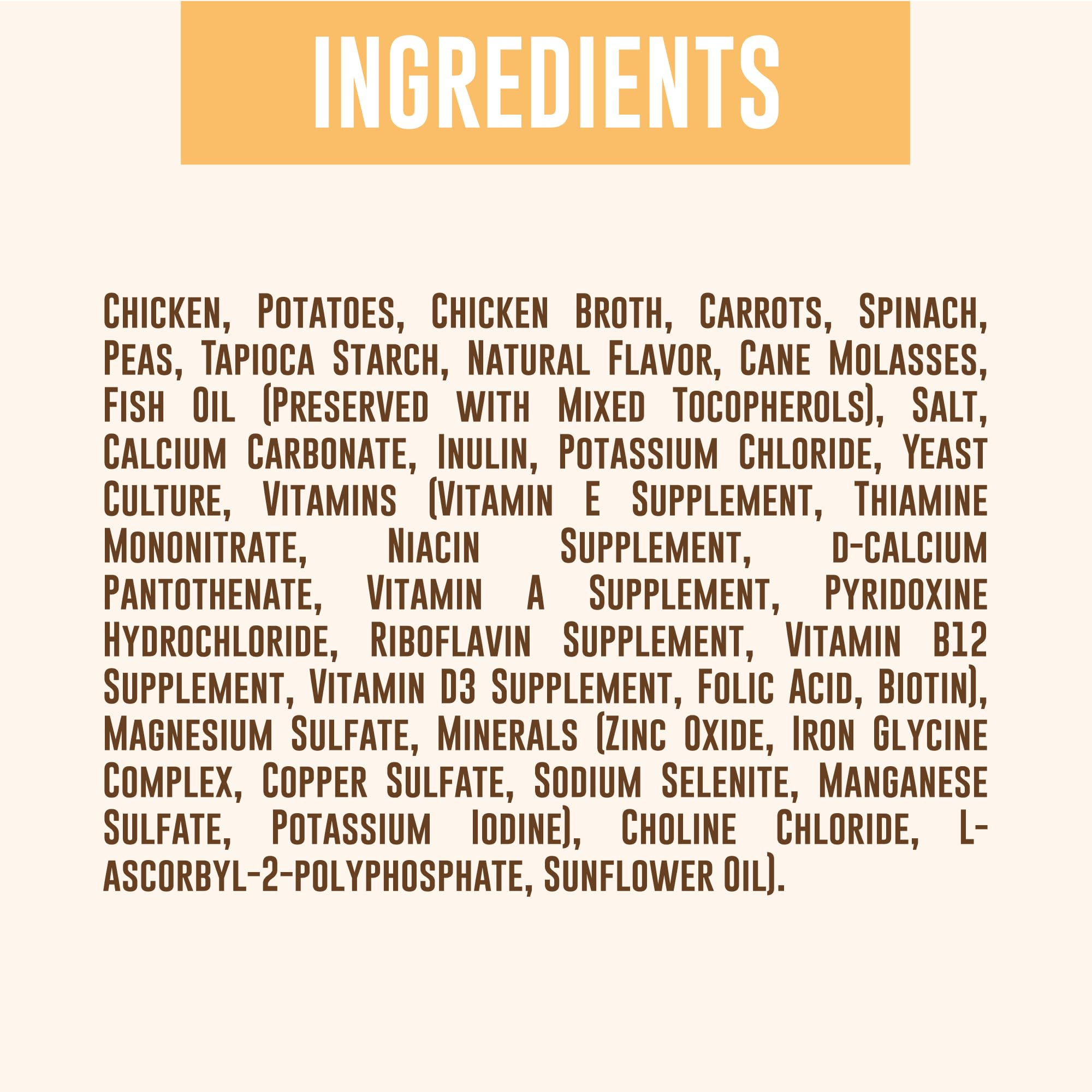 Your Pet's Kitchen trozos de papa, zanahoria y guisantes visibles y nutritivos