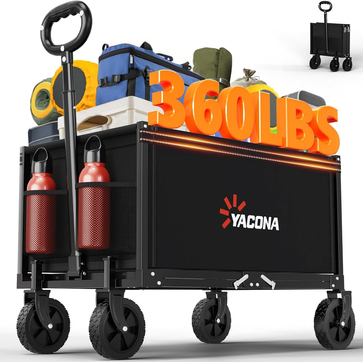 Yozoia vista frontal del carrito, solidez y capacidad rápida
