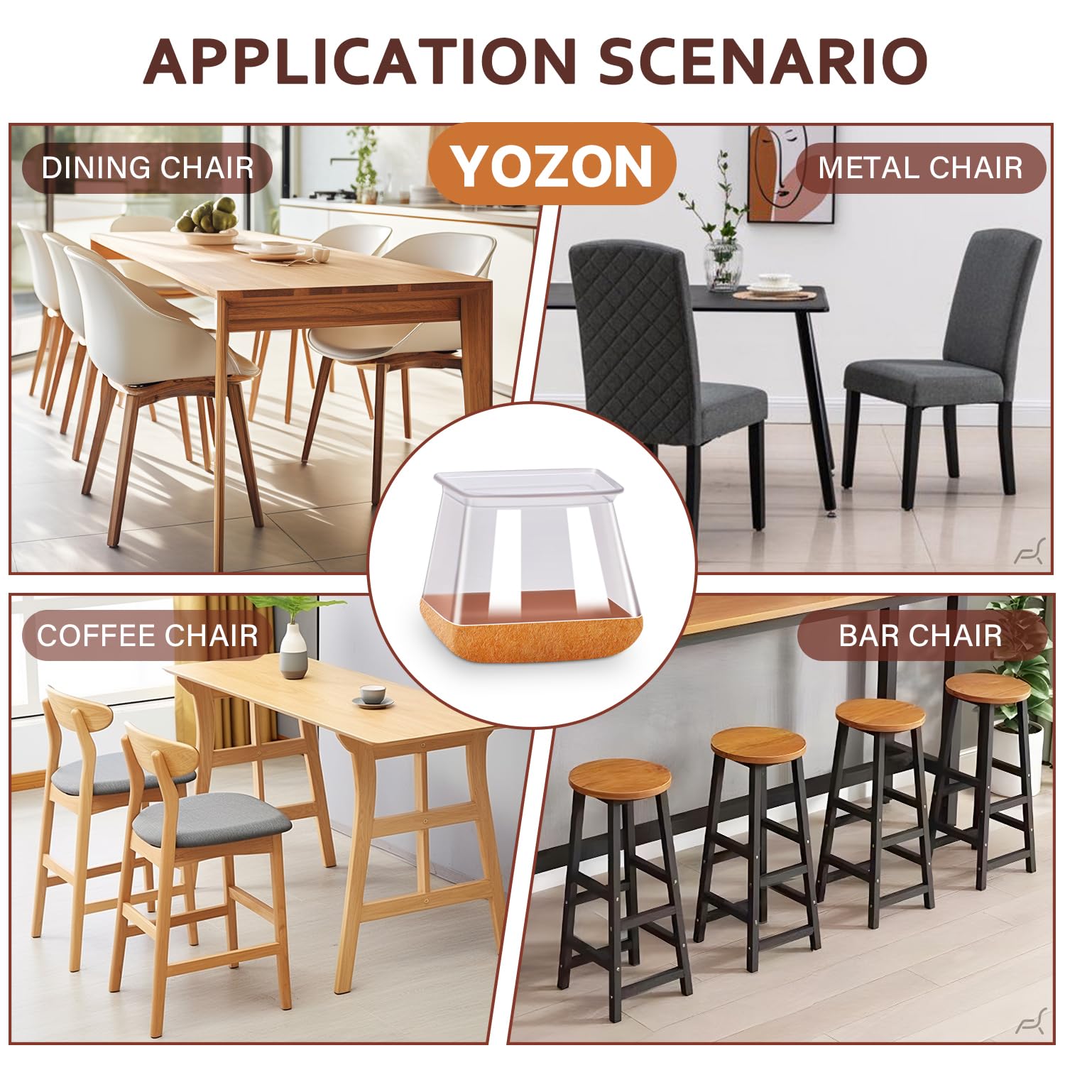 YOZON etiqueta con medidas y ajuste recomendado para diferentes patas