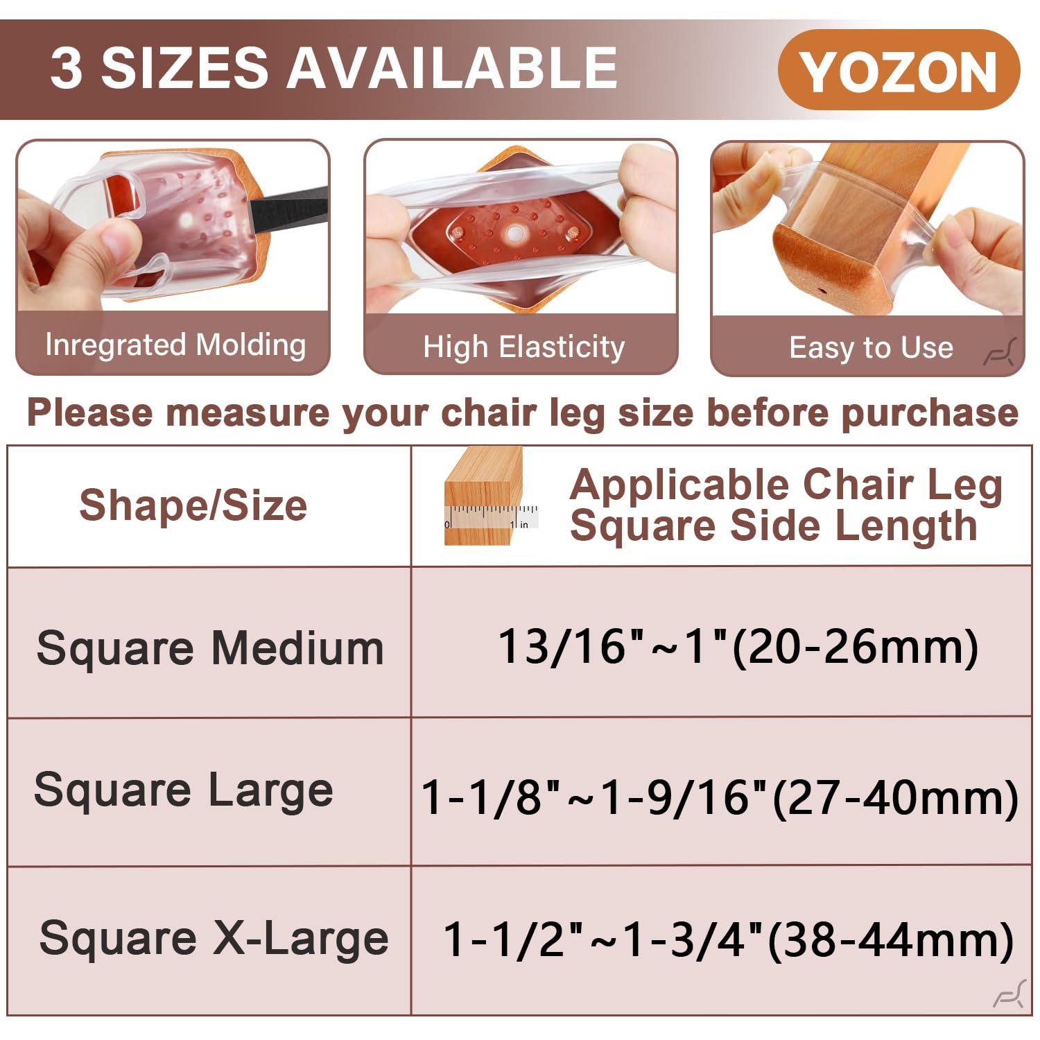 YOZON protector colocado en una silla de comedor para movimiento silencioso