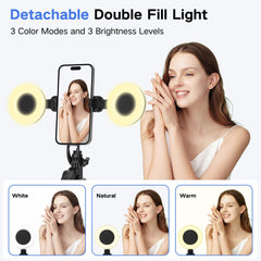 YUANRAN detalle de anillos LED mostrando luz regulable para mejorar rostros