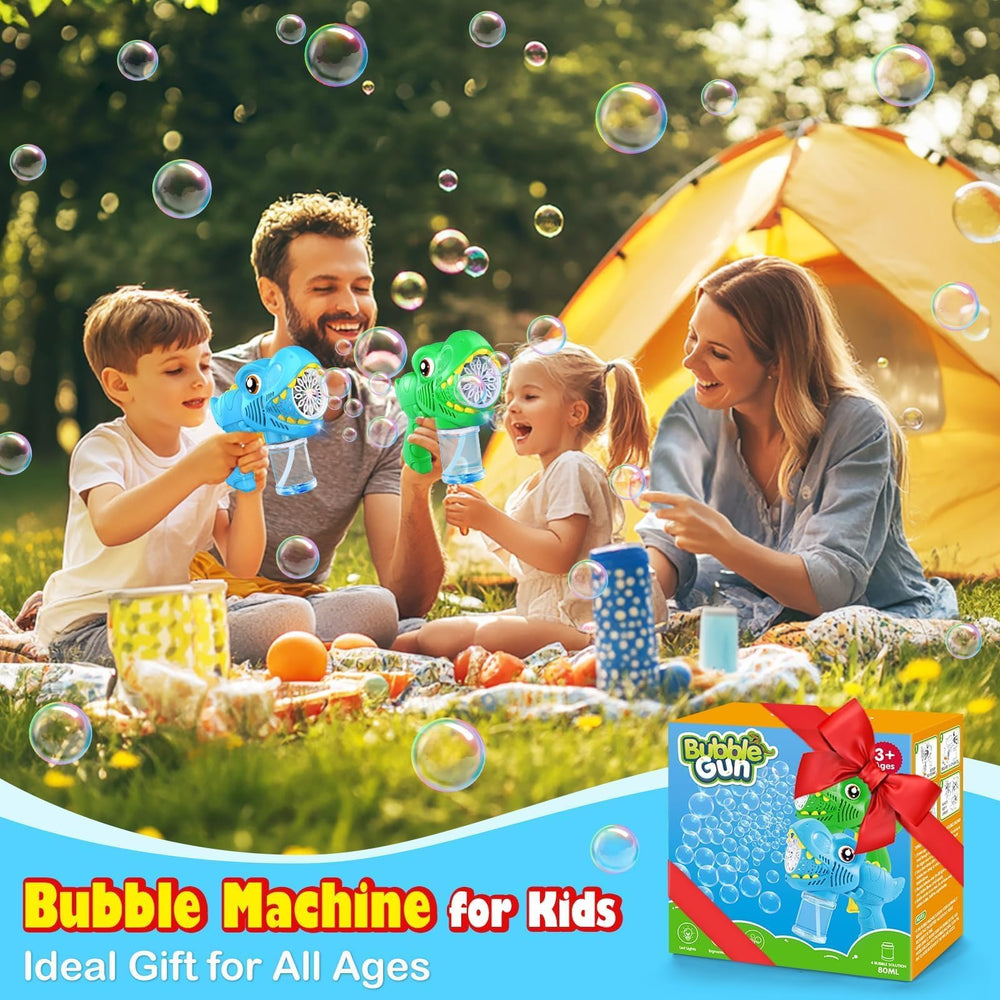 Yunaking nube de burbujas criada por la pistola creando ambiente festivo