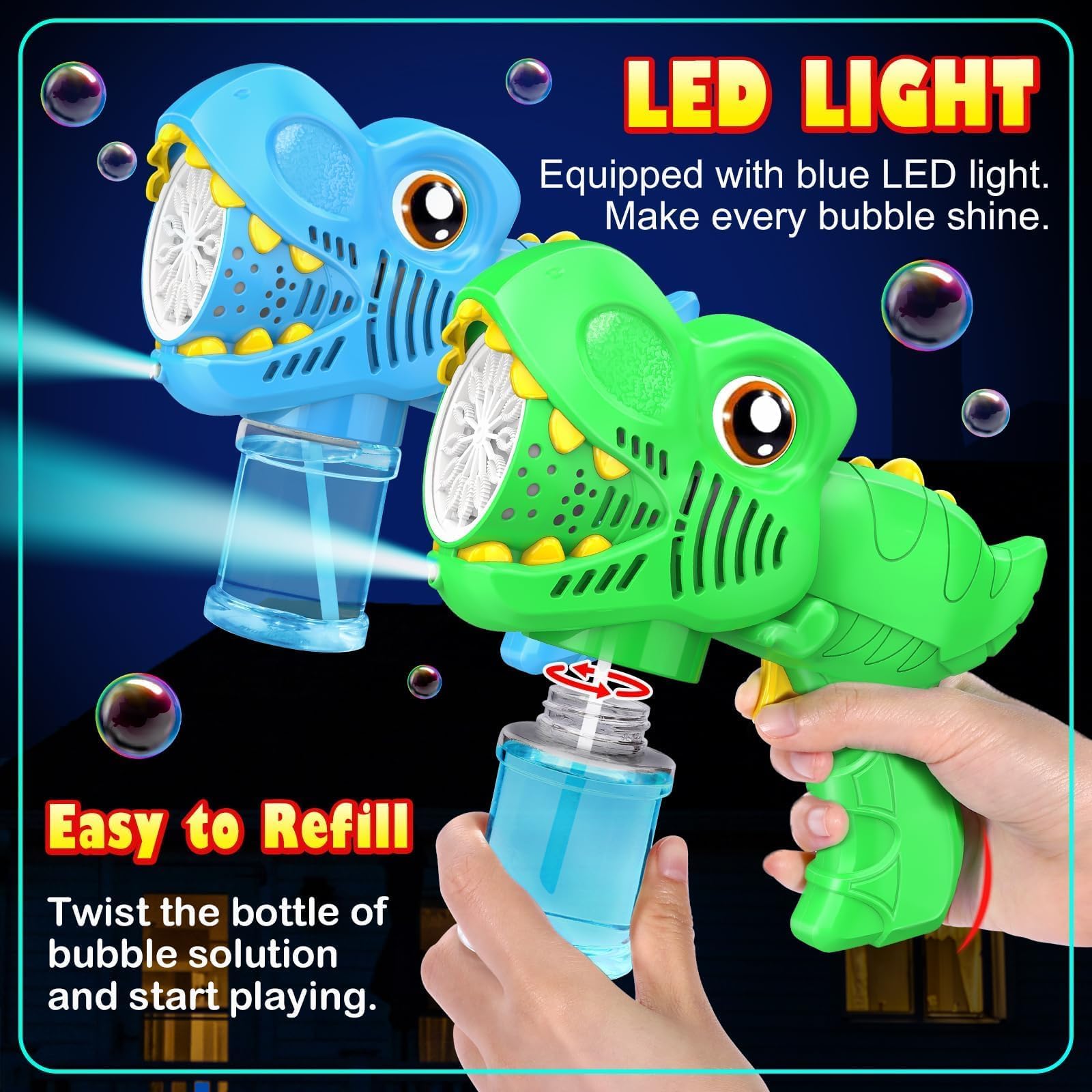 Yunaking pistola con LED encendido generando efecto brillante nocturno