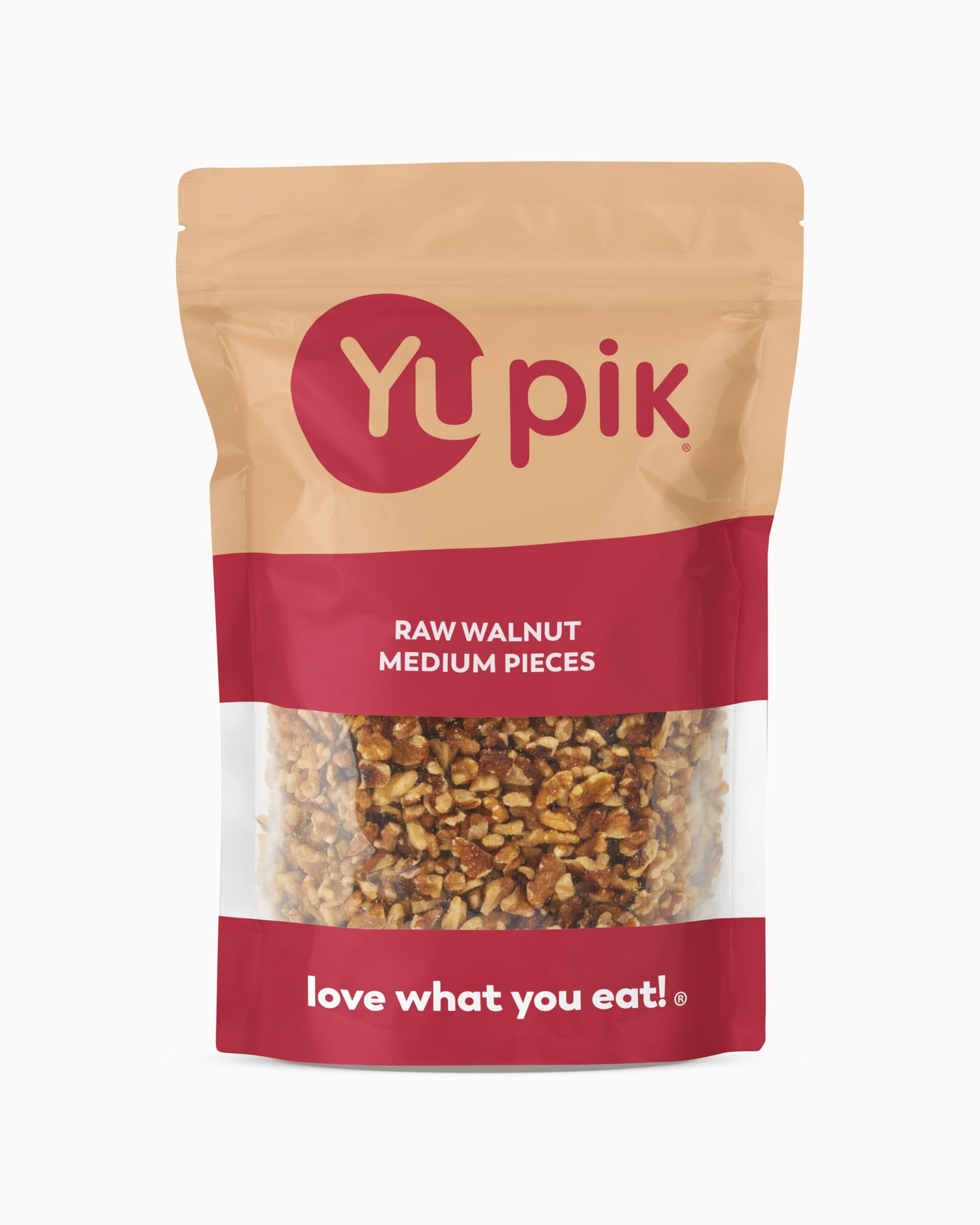 Yupik paquete frontal mostrando nueces sin sal y tamaño de 2.2 lb