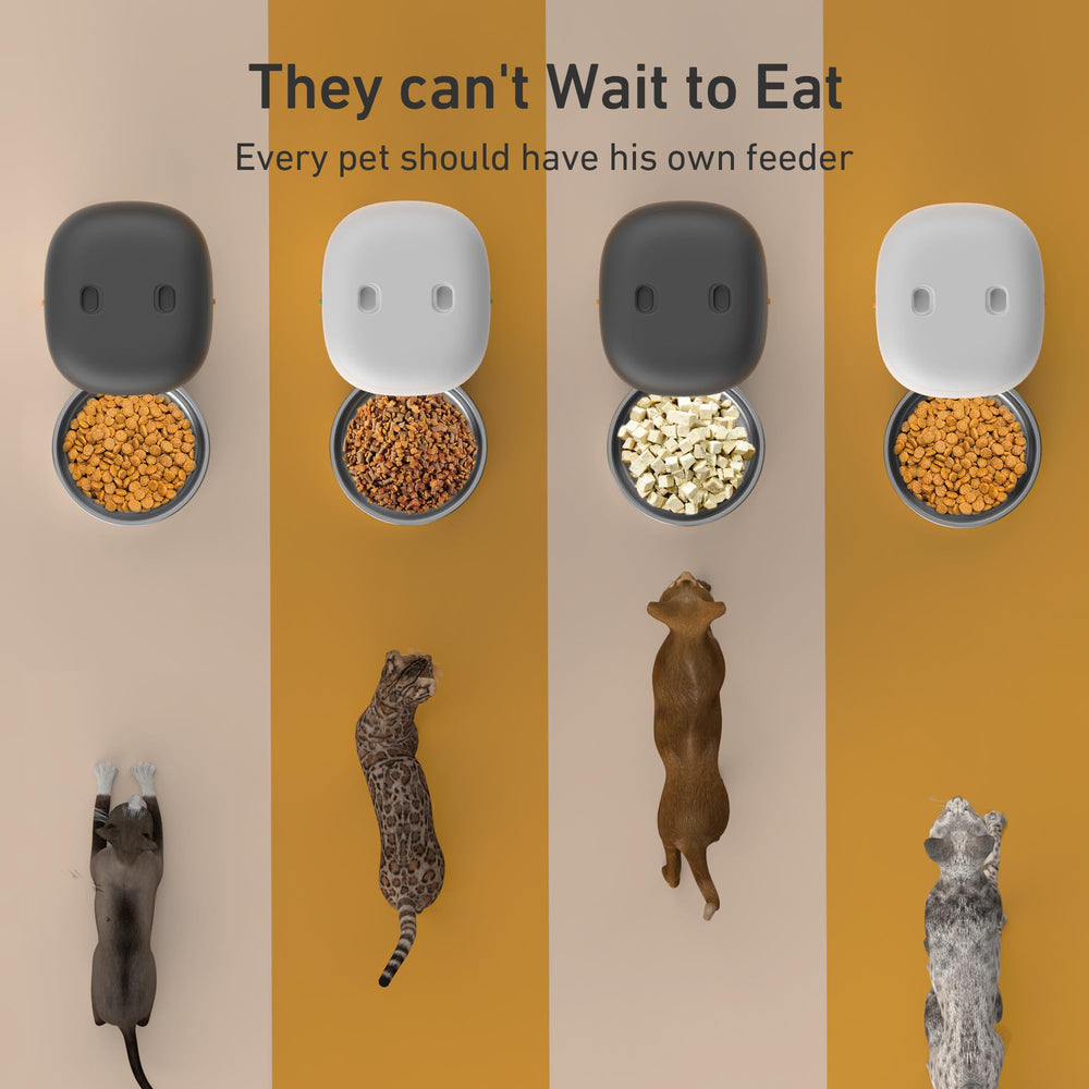 Yuposl en uso con gato comiendo, control de porciones fiable
