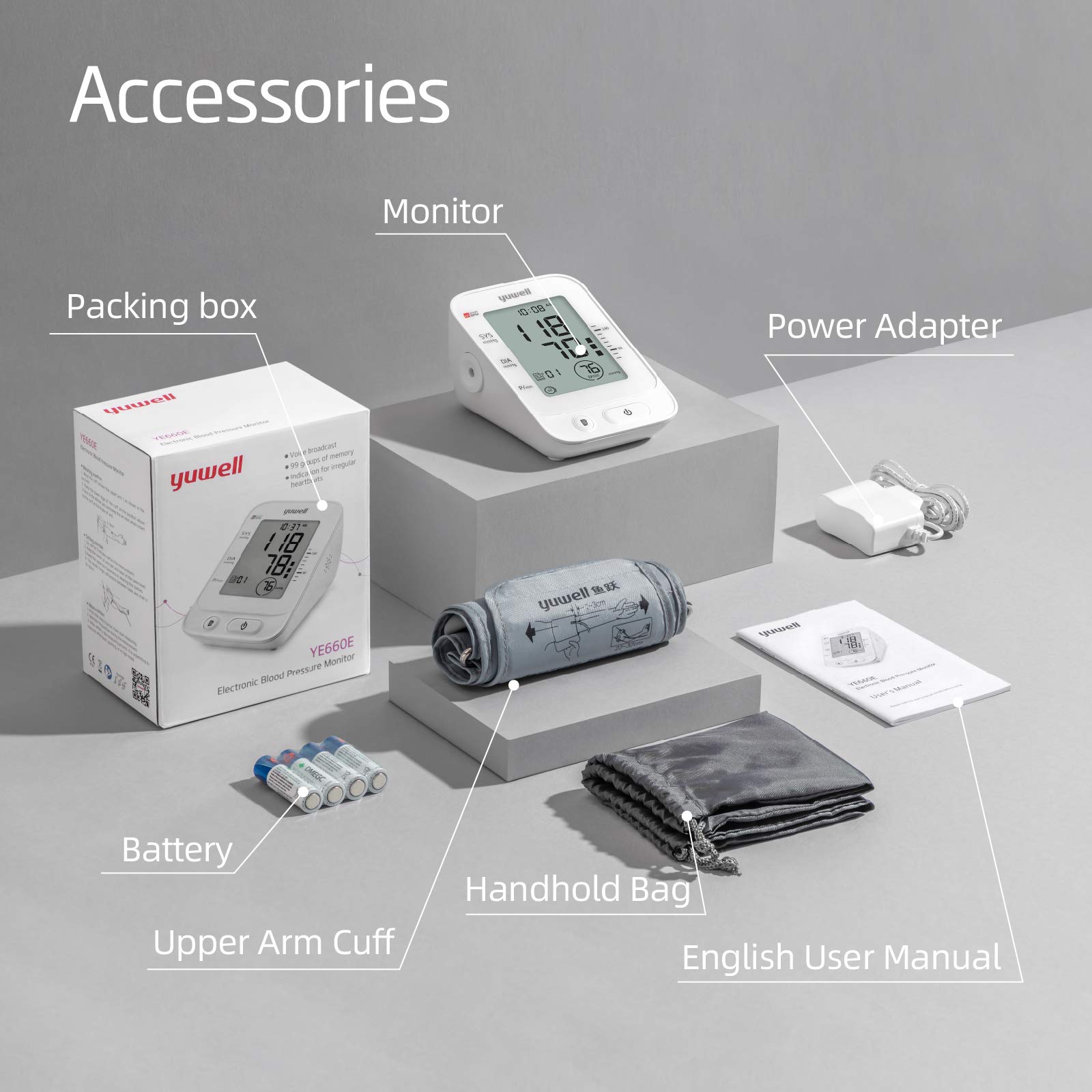 yuwell adaptador y pilas incluidos para uso inmediato fuera de la caja