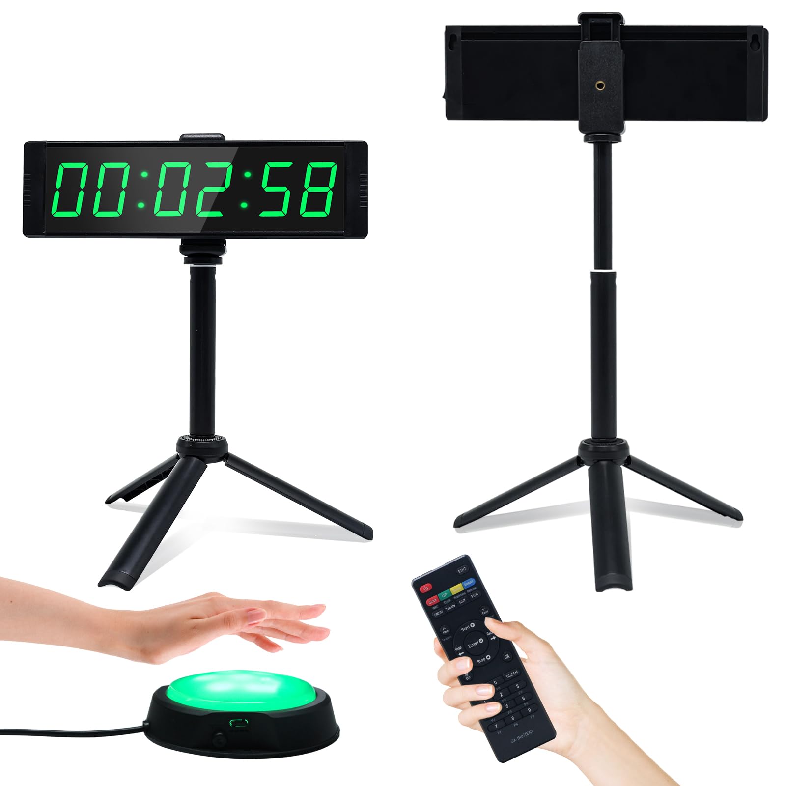 YZ temporizador vista frontal con pantalla LED grande y legible