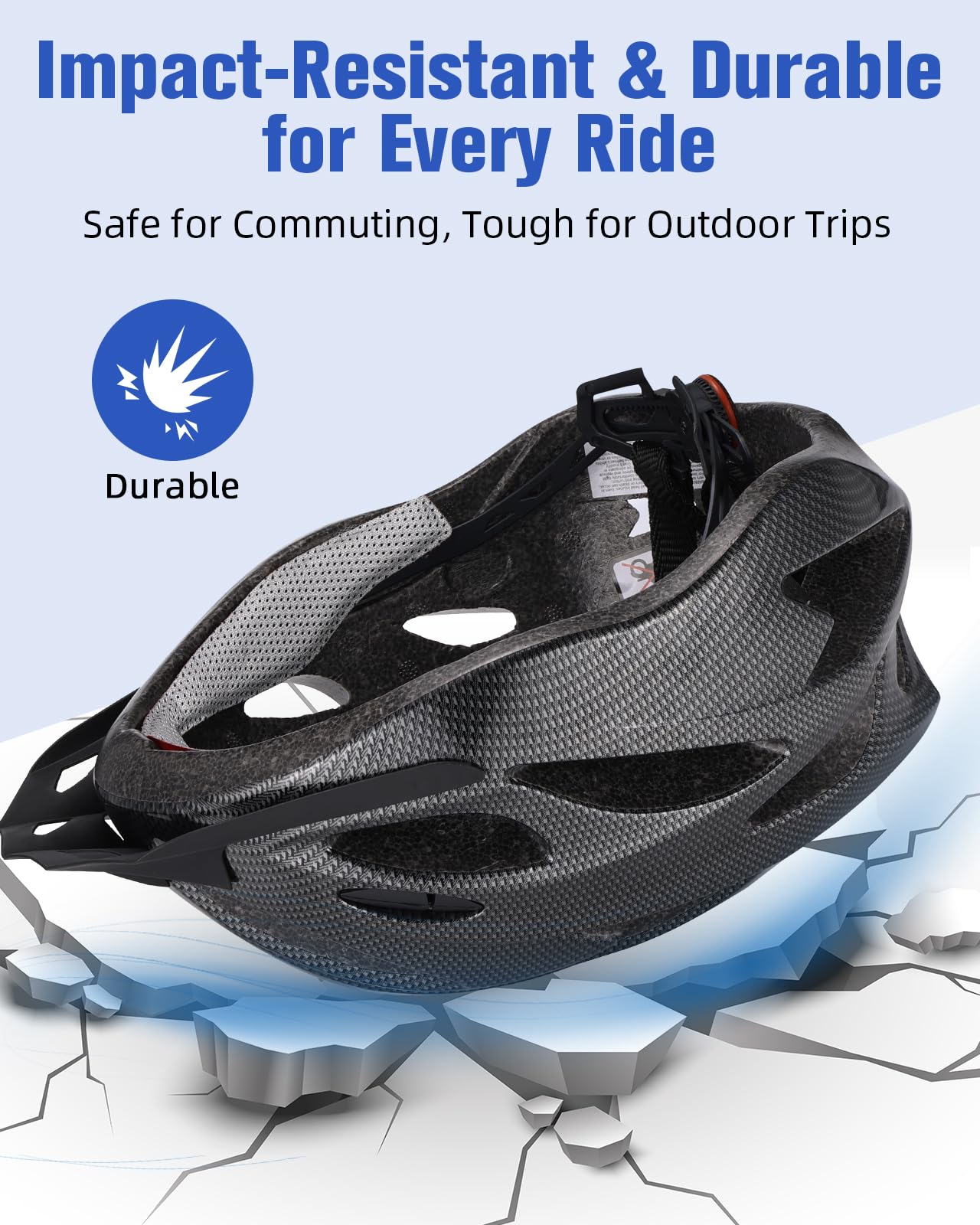 Zacro helmet removable liner detail showing washable pad for hygiene