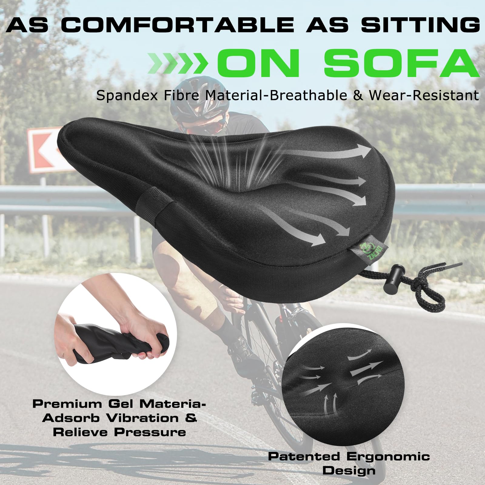 Zacro funda instalada en bicicleta Peloton para mayor confort