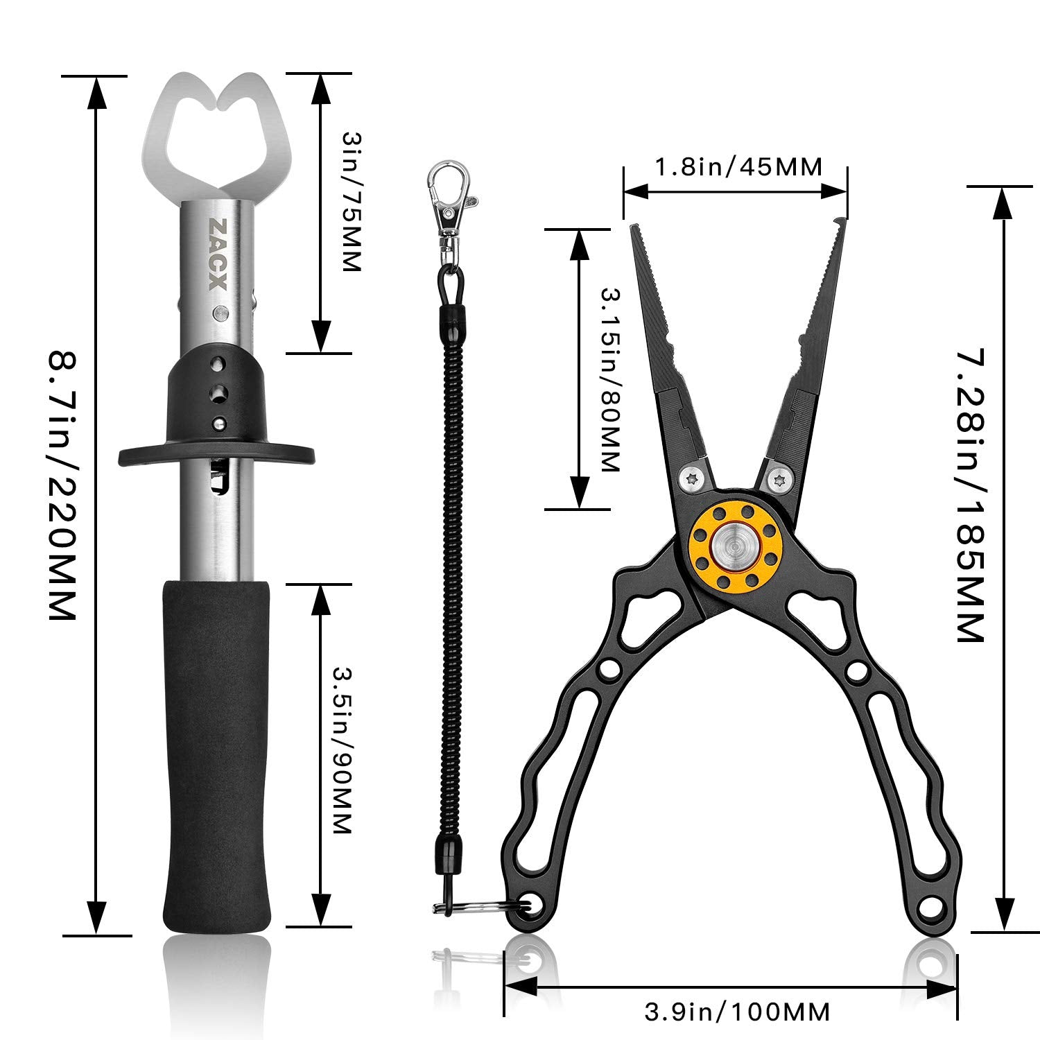 ZACX pliers cutting a split ring for efficient hook changes