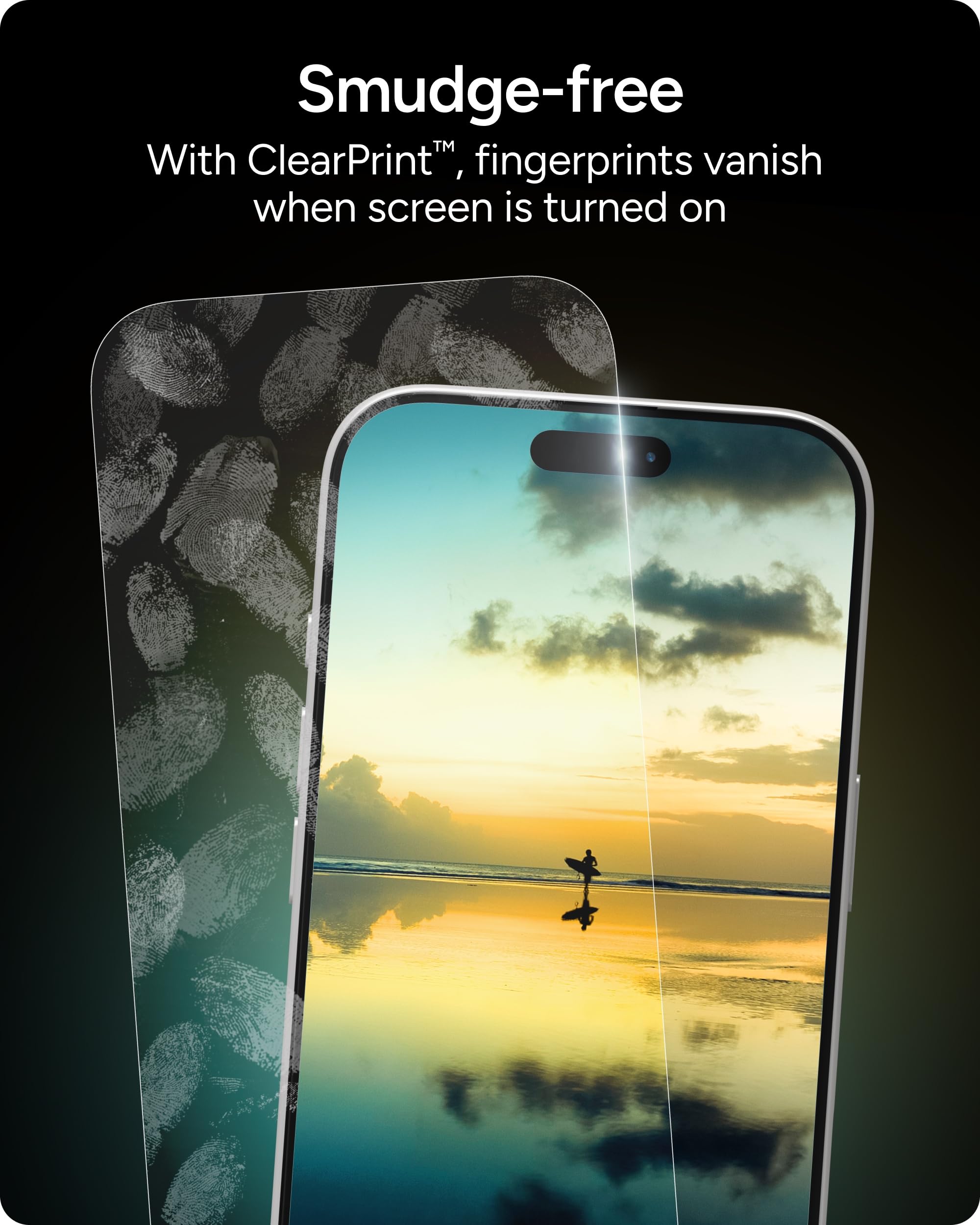 ZAGG detalle ClearPrint reduciendo huellas y manteniendo nitidez
