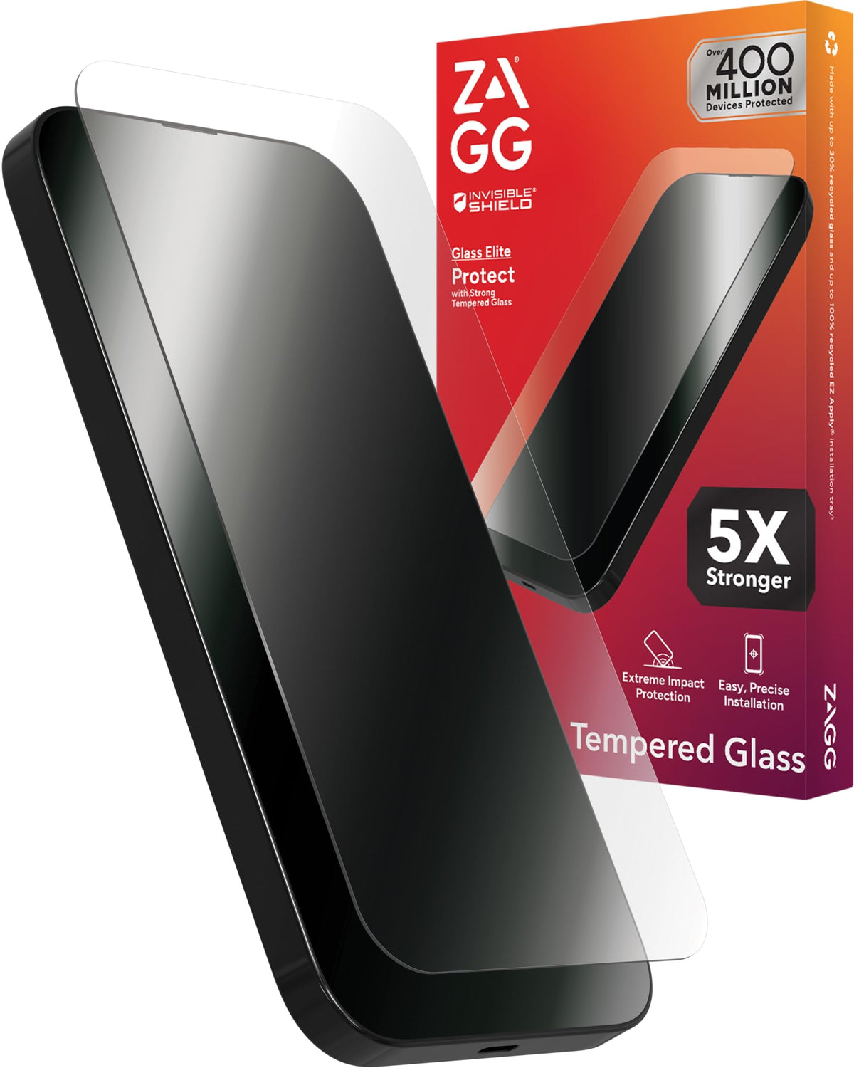 ZAGG protector frontal en iPhone 16 Pro mostrando cobertura completa y claridad