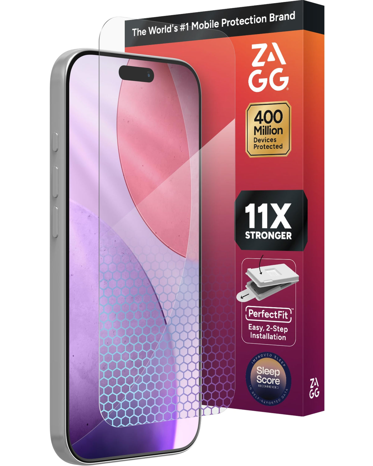 ZAGG XTR5 frontal en empaque mostrando protección y ajuste perfecto