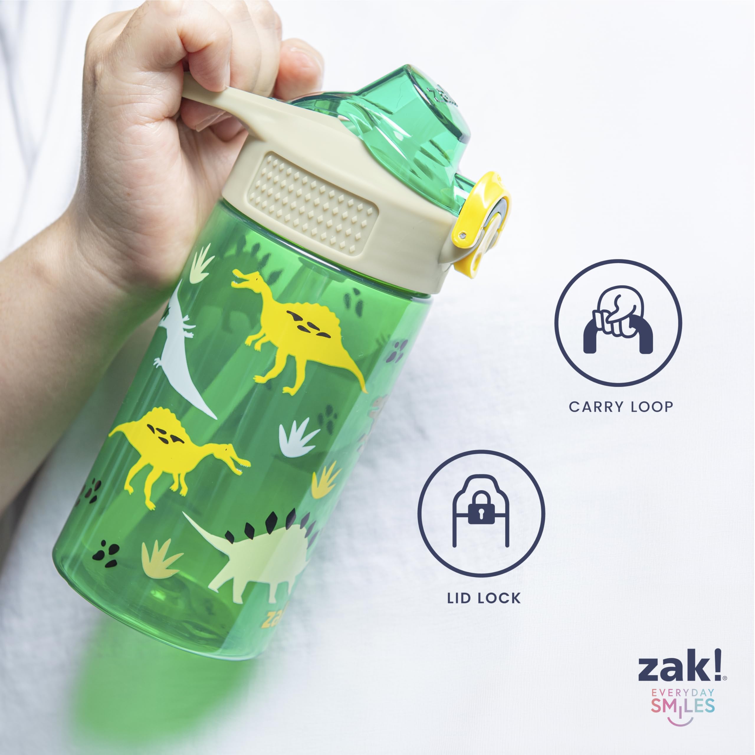 Zak Designs botella dentro de una mochila escolar, lista para salir
