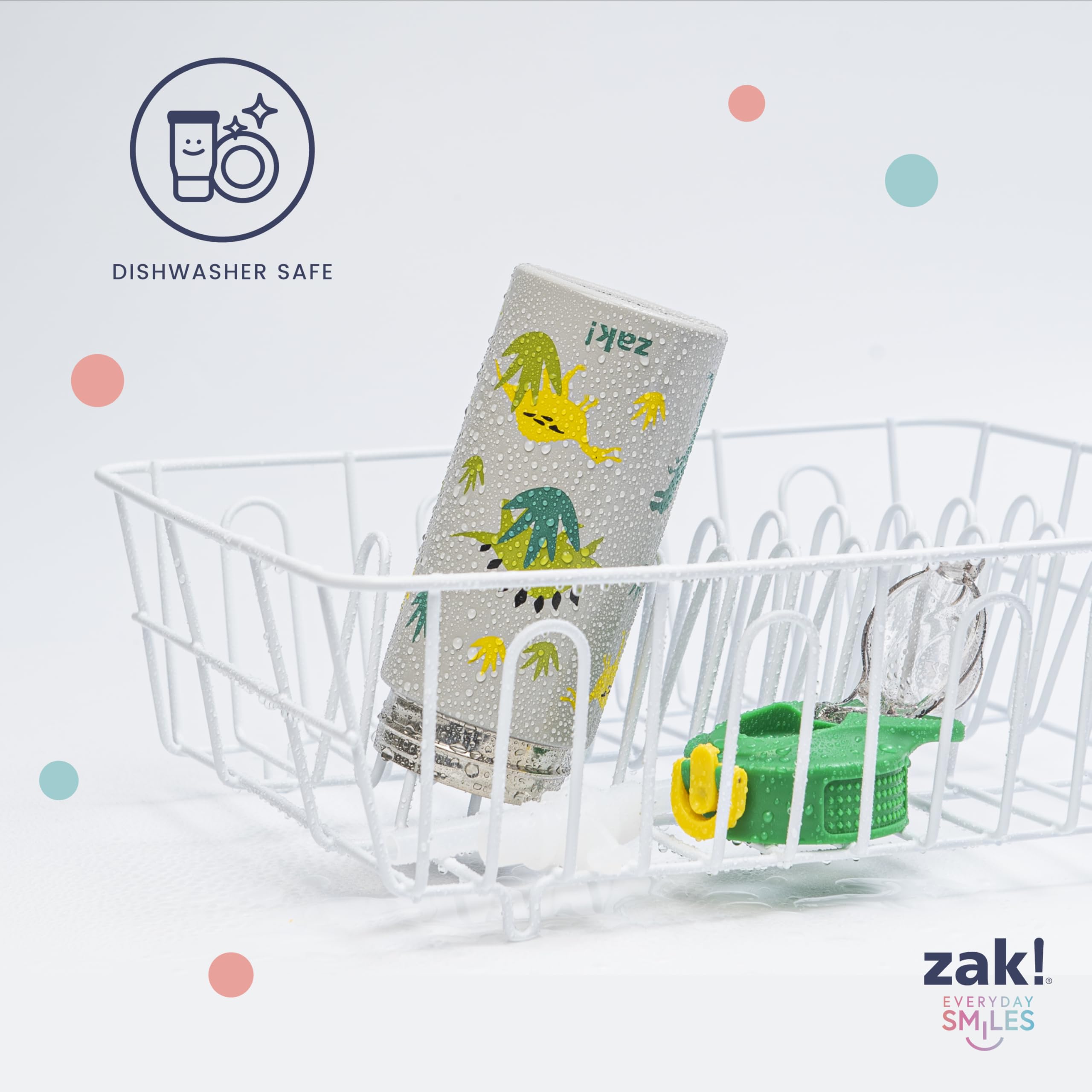 Zak Designs piezas en la rejilla superior del lavavajillas para limpieza segura