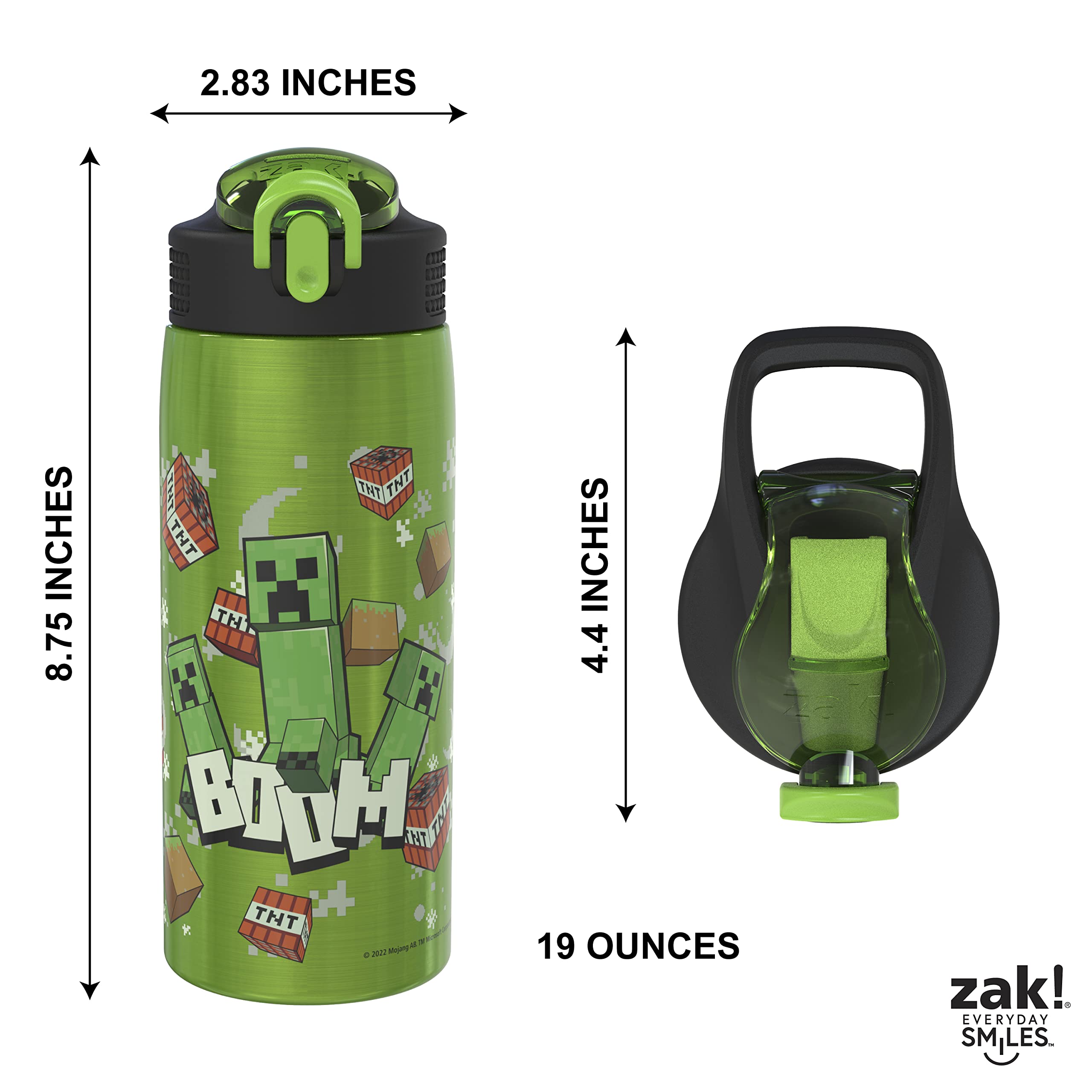 Zak Designs botella en mano durante viaje, transporte cómodo y seguro