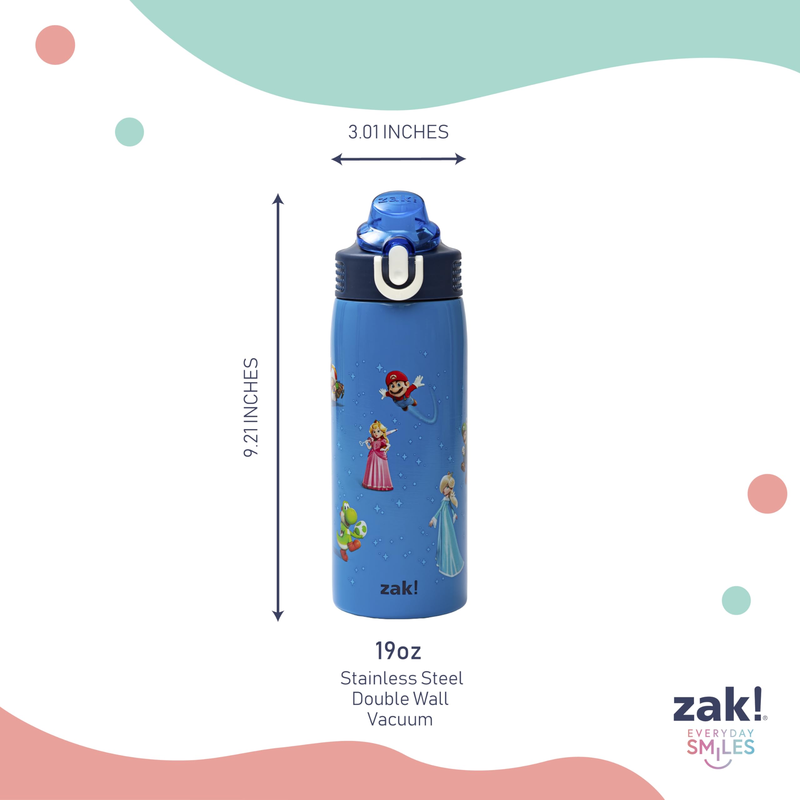 Zak Designs ilustración de personajes Super Mario que atrae a niños