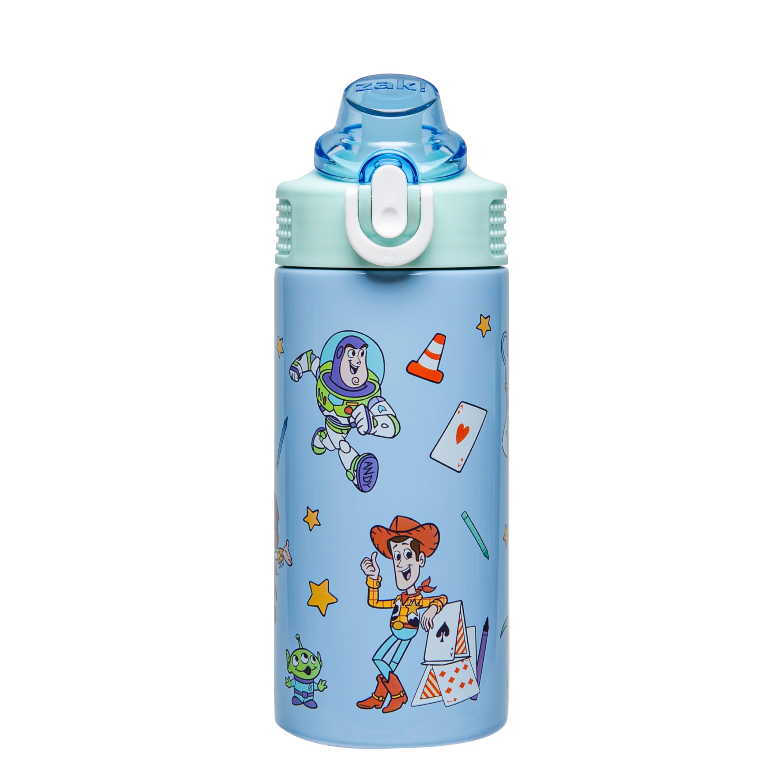 Zak Designs botella frontal con Woody mostrando diseño divertido y fácil identificación