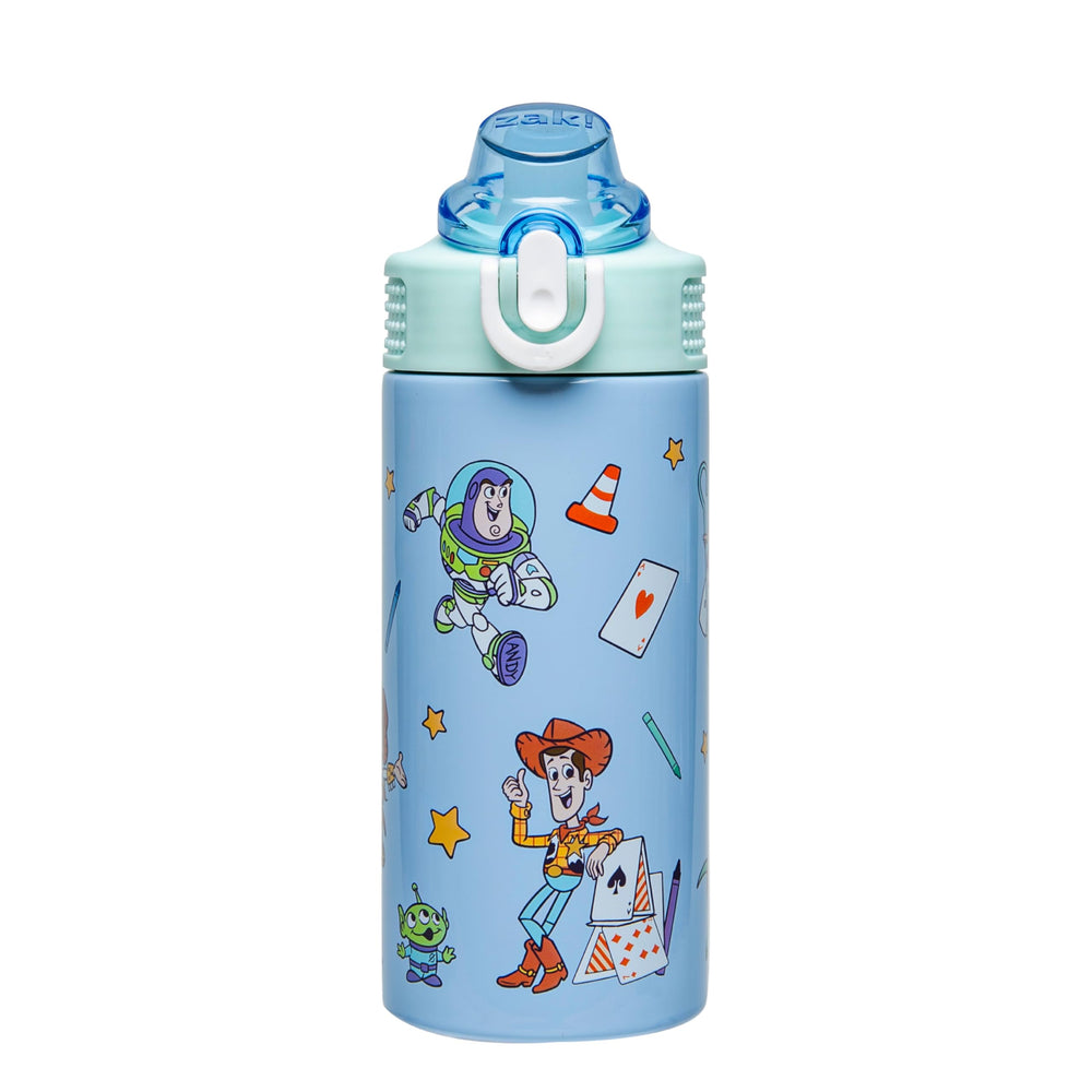 Zak Designs botella frontal con Woody mostrando diseño divertido y fácil identificación