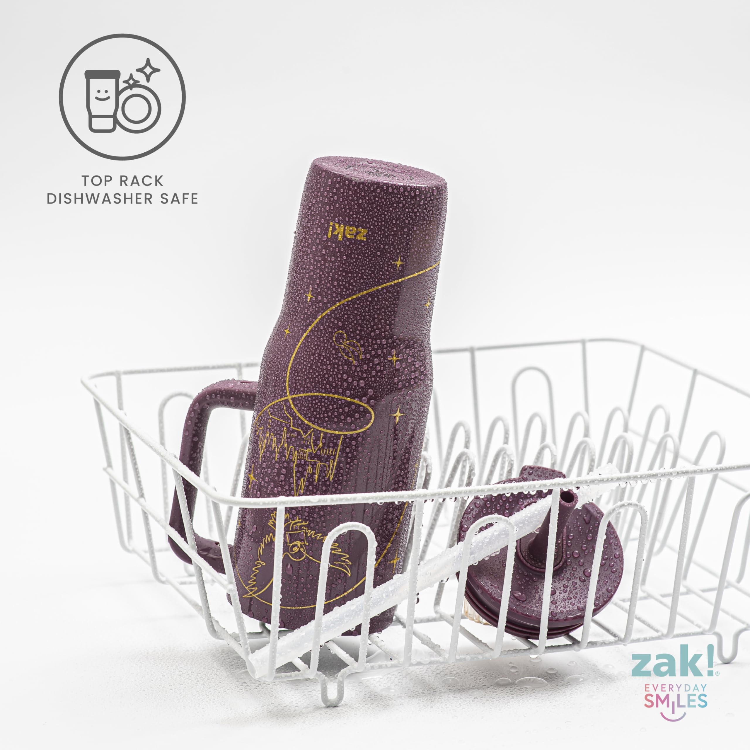 Zak Designs etiqueta con especificaciones y materiales aptos para alimentos