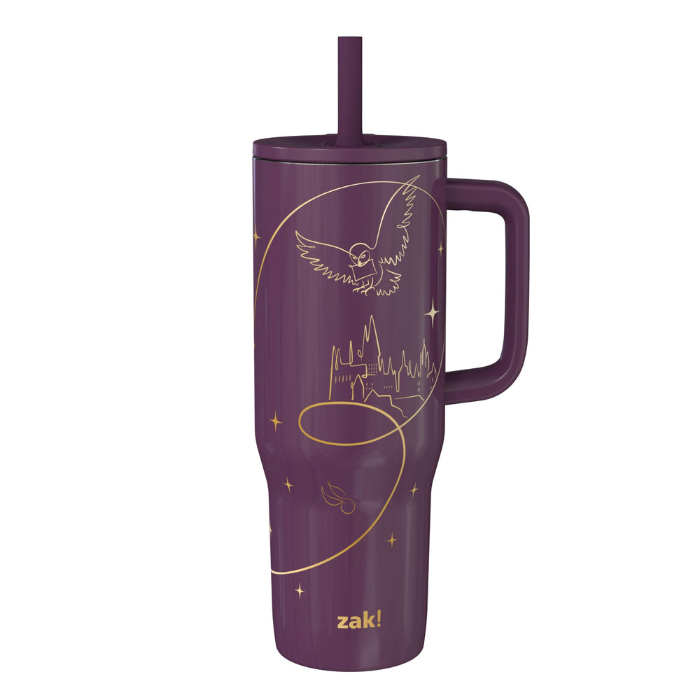 Zak Designs vista frontal del vaso con diseño Hogwarts y capacidad 30 oz beneficioso