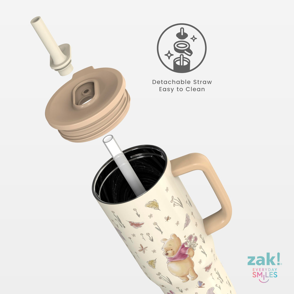 Zak Designs etiqueta y personajes Pooh, Piglet, Eeyore, Tigger visibles