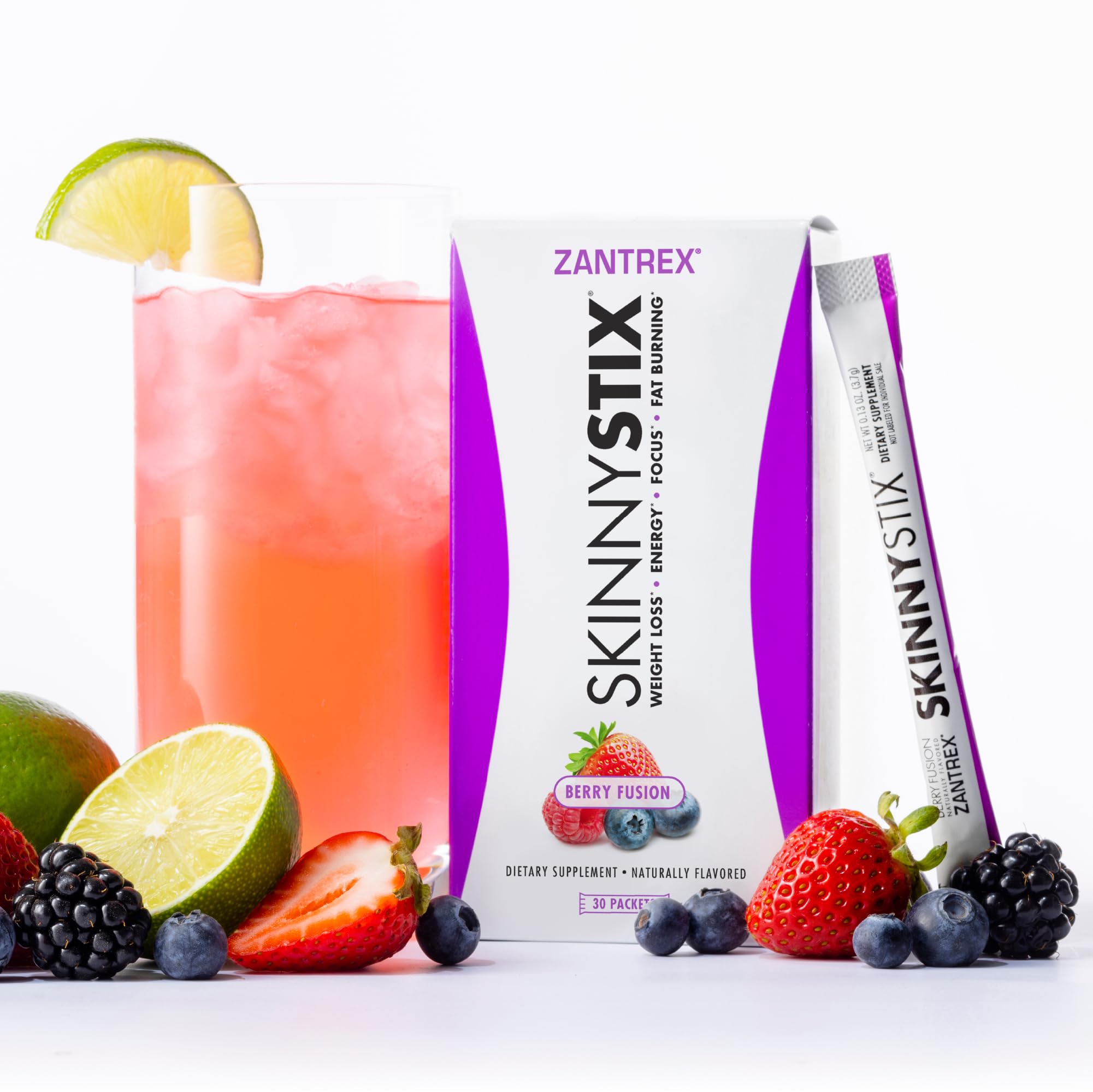 Zantrex closeup de bayas representando el sabor berry apetecible