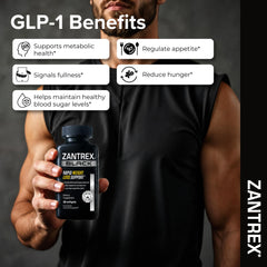 Zantrex etiqueta con ingredientes clave y beneficios visibles