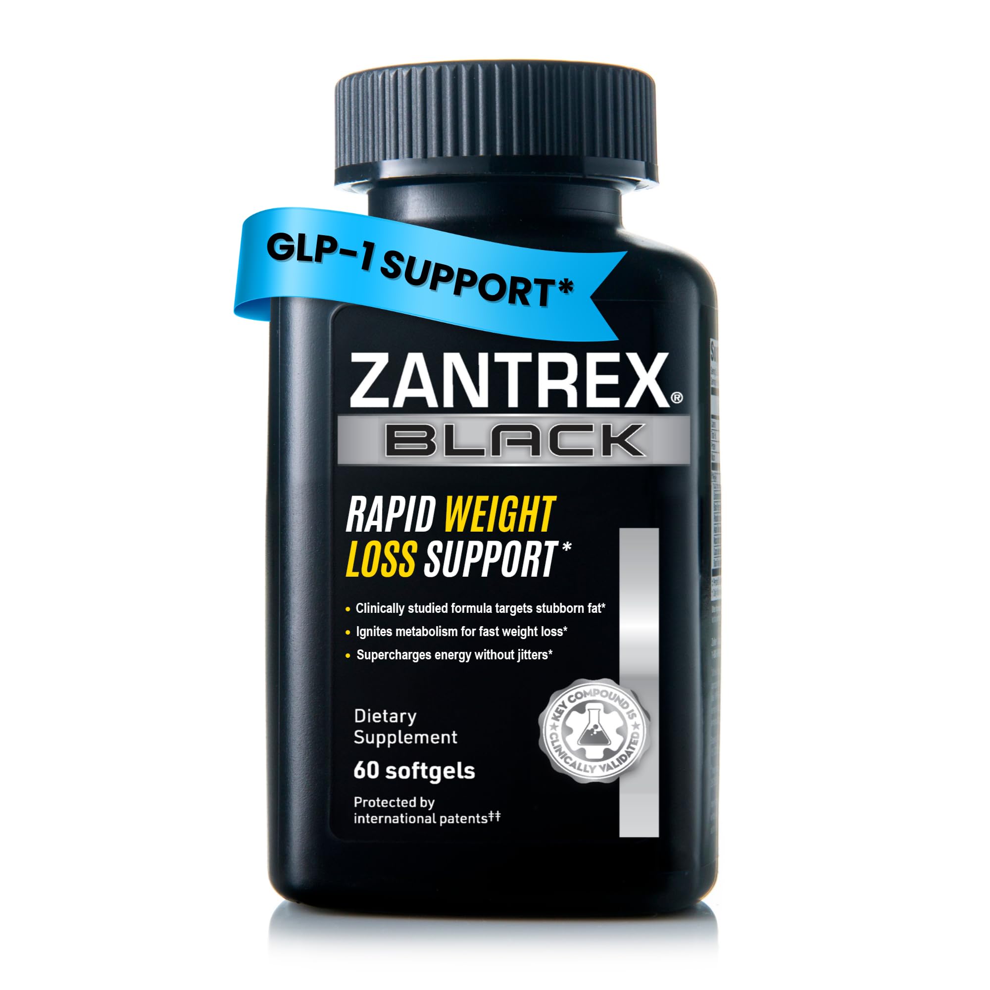 Zantrex frasco frontal mostrando diseño y beneficio de apoyo metabólico