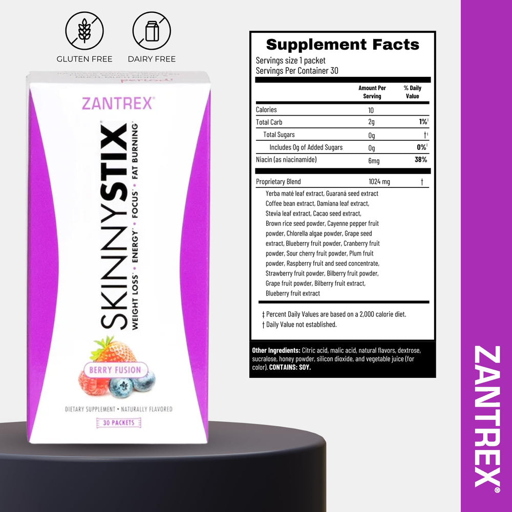 Zantrex tamaño de un stick en mano para comparar portabilidad diaria