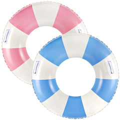 Zaruatu imagen frontal del par de flotadores a rayas mostrando diseño retro y colores