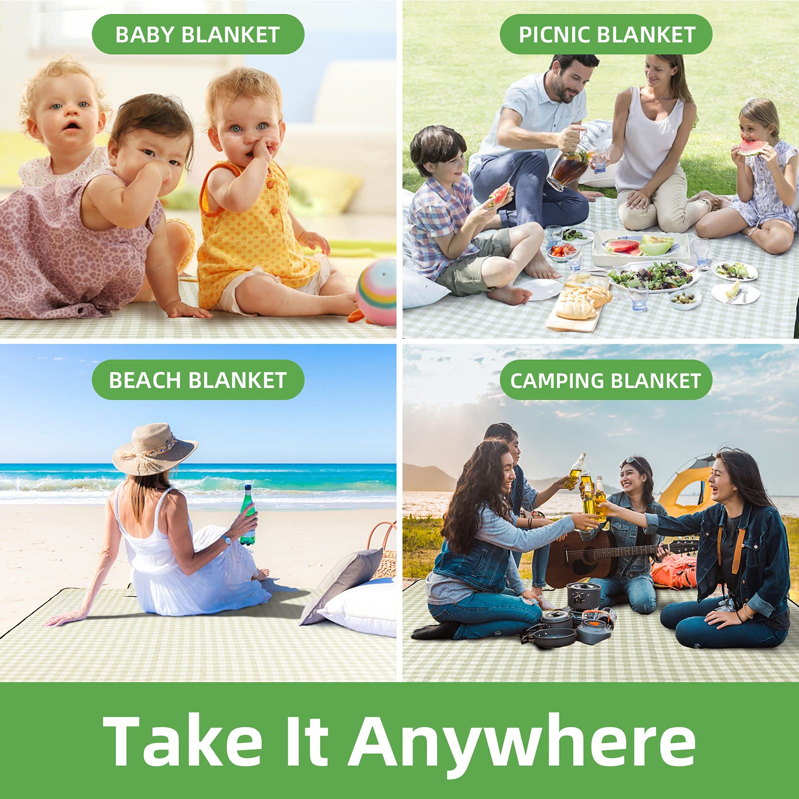 ZAZE family on park blanket enjoying picnic showing comfort and space benefit