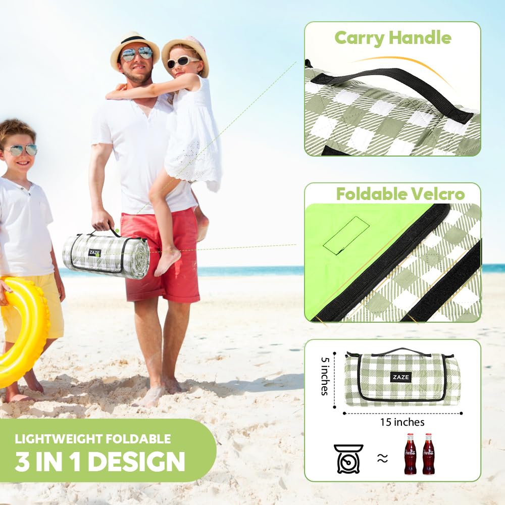 ZAZE blanket next to sneakers and toy showing true size and family-friendly benefit