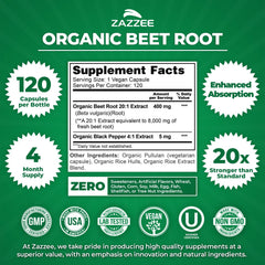 Zazzee beet root powder texture illustrating concentrated 20:1 extract potency