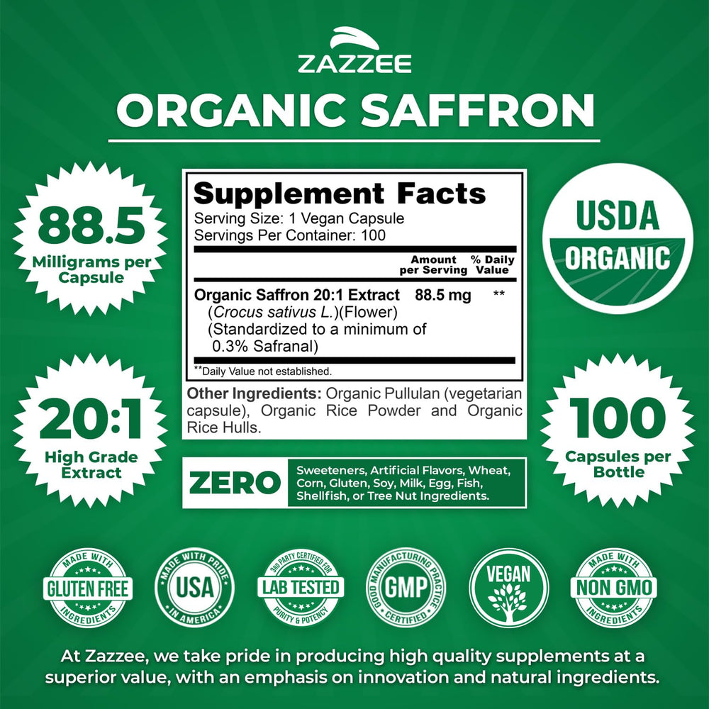 Zazzee etiqueta con sello USDA Organic que garantiza certificación
