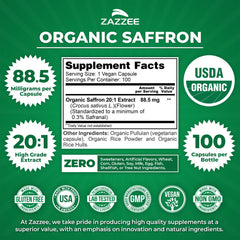 Zazzee etiqueta con sello USDA Organic que garantiza certificación