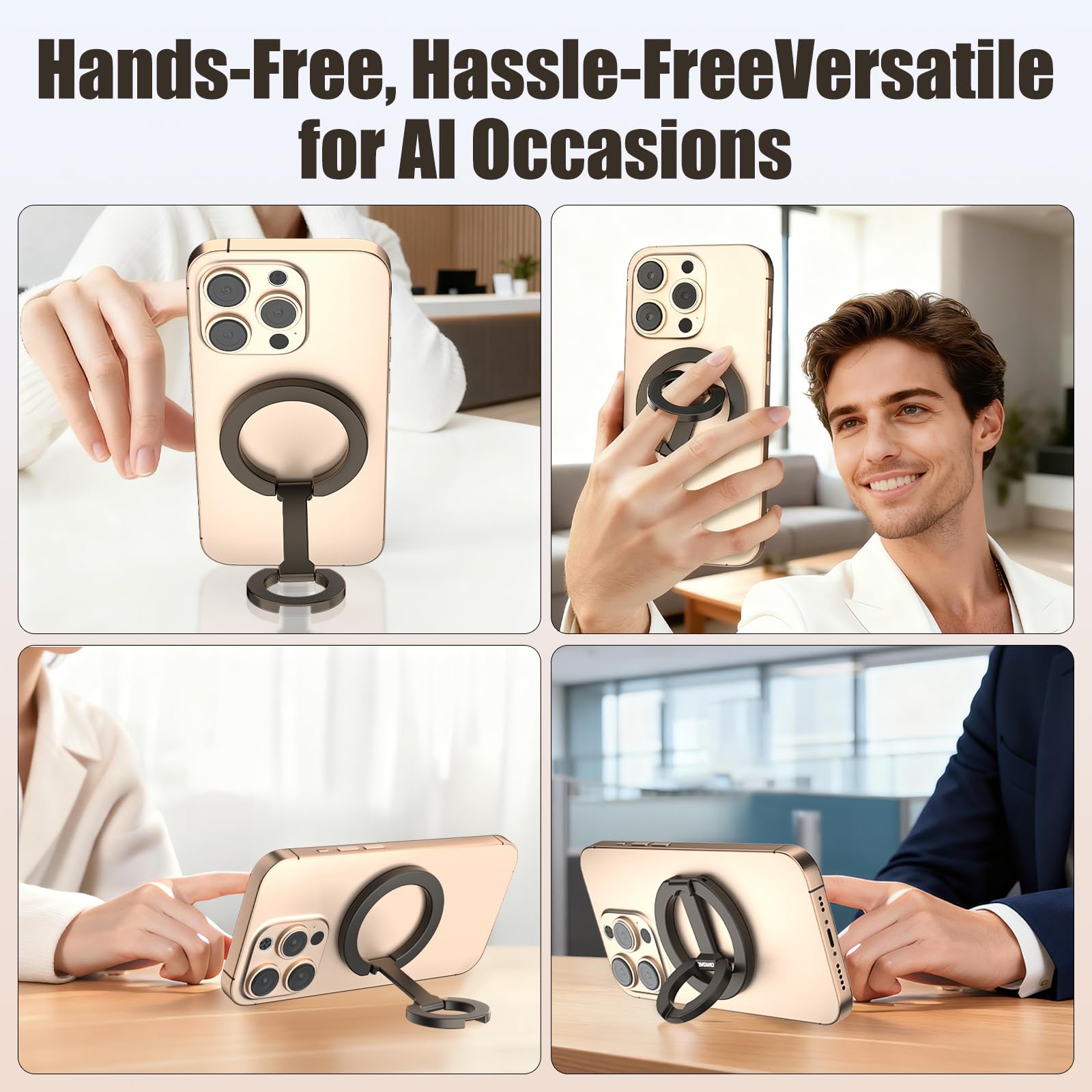ZBHISHE smartphone apoyado en horizontal demostrando manos libres