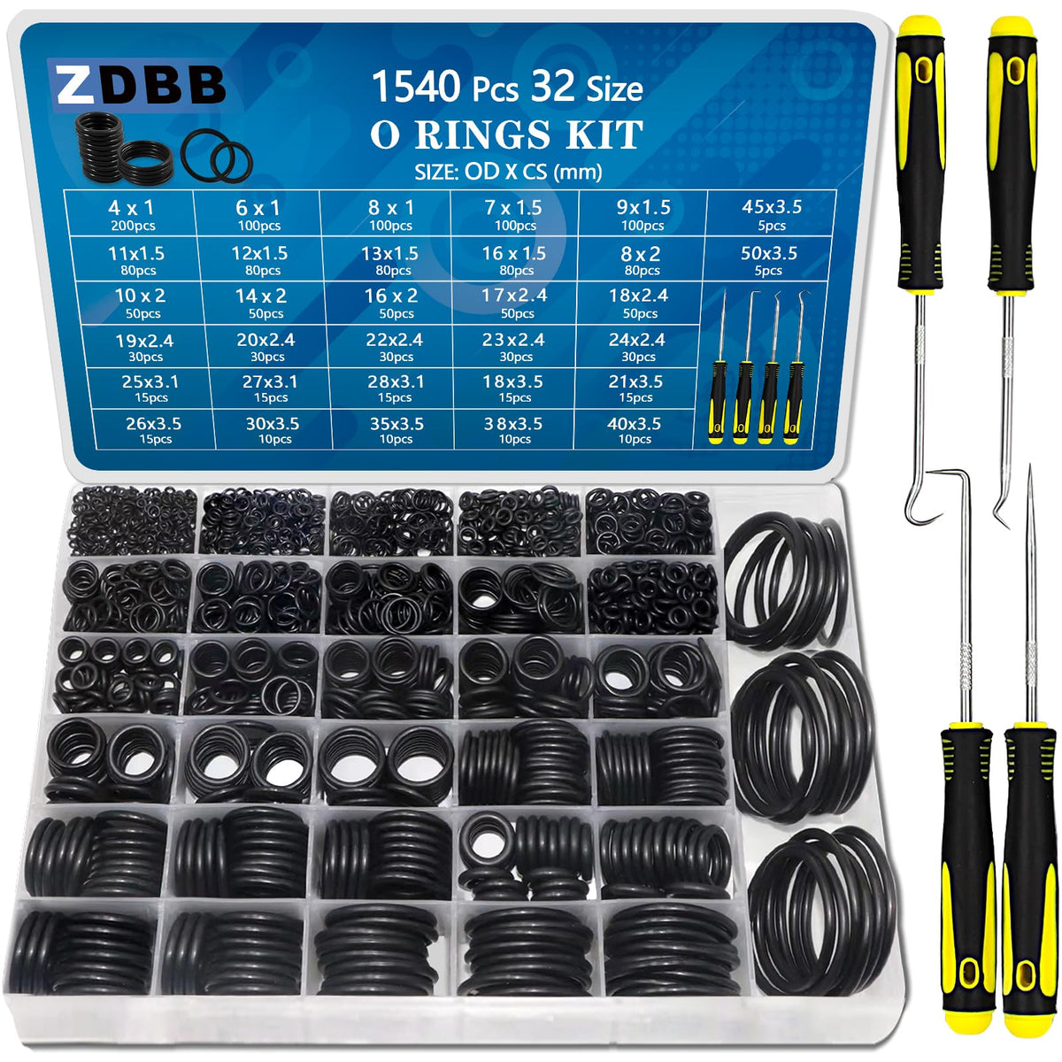 ZDBB front packaging box showing organized O-ring kit and easy portability