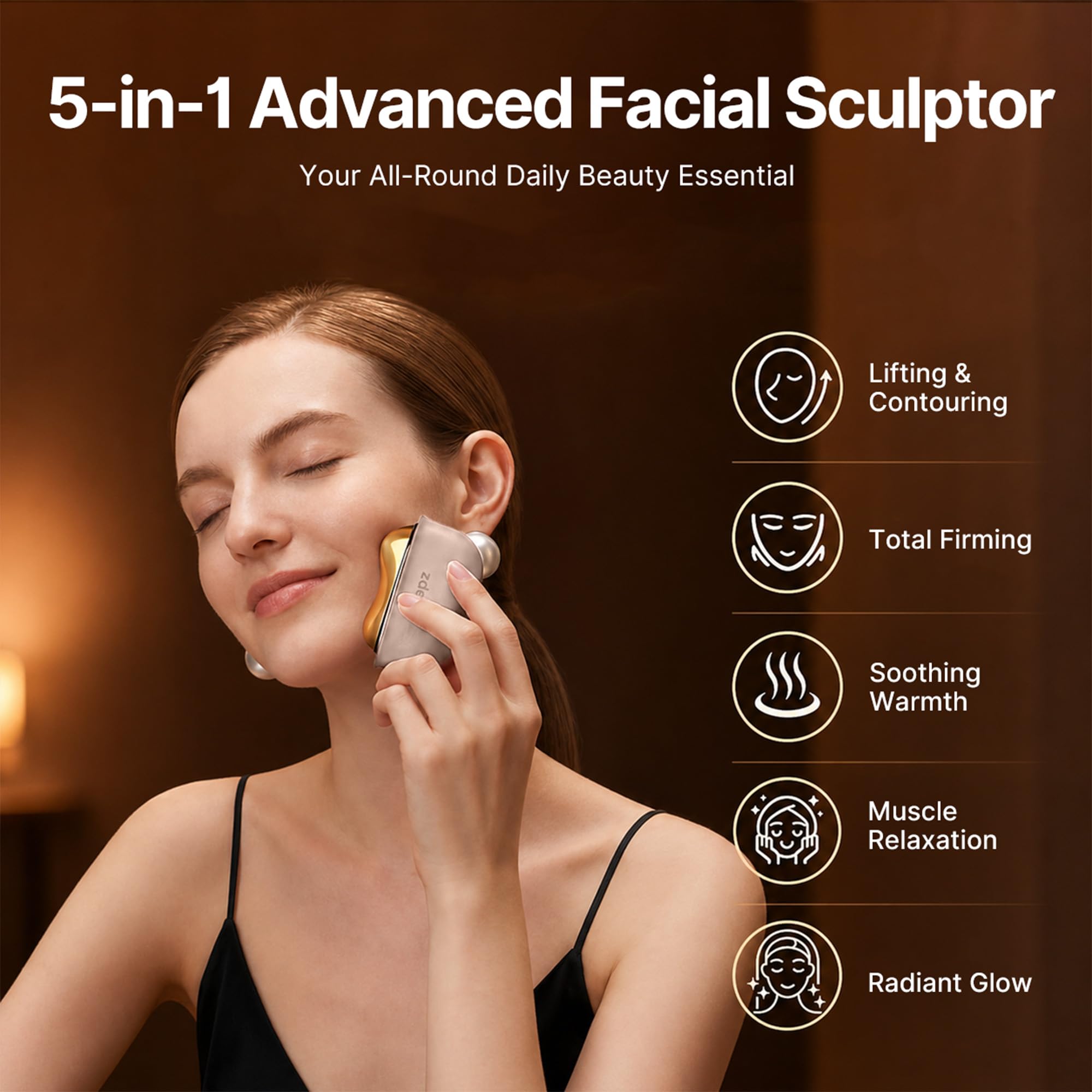 ZDEER GS5 aplicado en rostro mostrando efecto relajante y comodidad